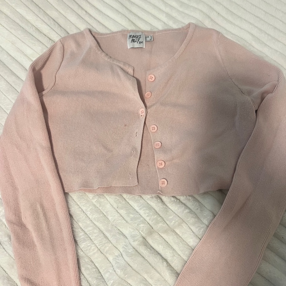 Baby Pink Princess Polly Long Sleeve Crop Sweater